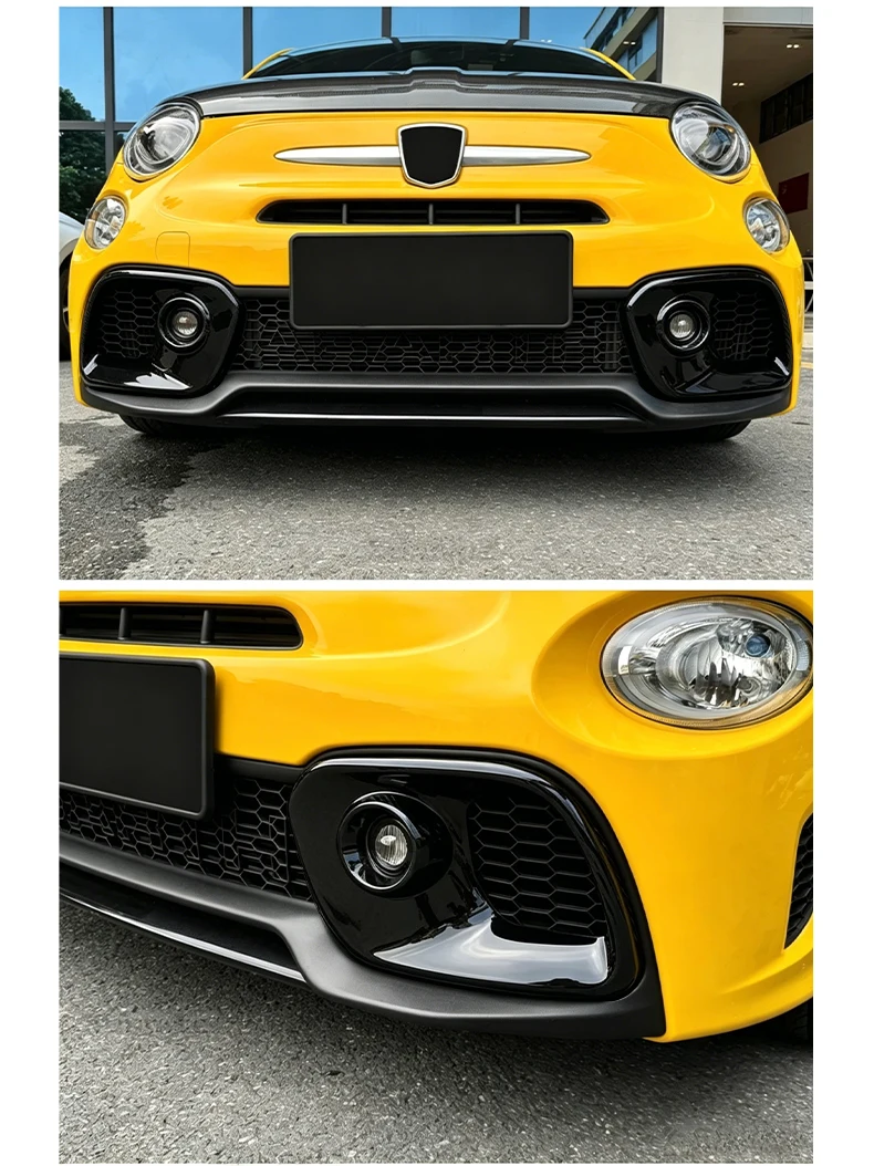 ABS Carbonfaser / Glänzend Schwarz für Abarth 595 695 2017-2024 LHD RHD Auto Frontnebelscheinwerfer-Abdeckung Aufkleber 1 Paar – Detail 2