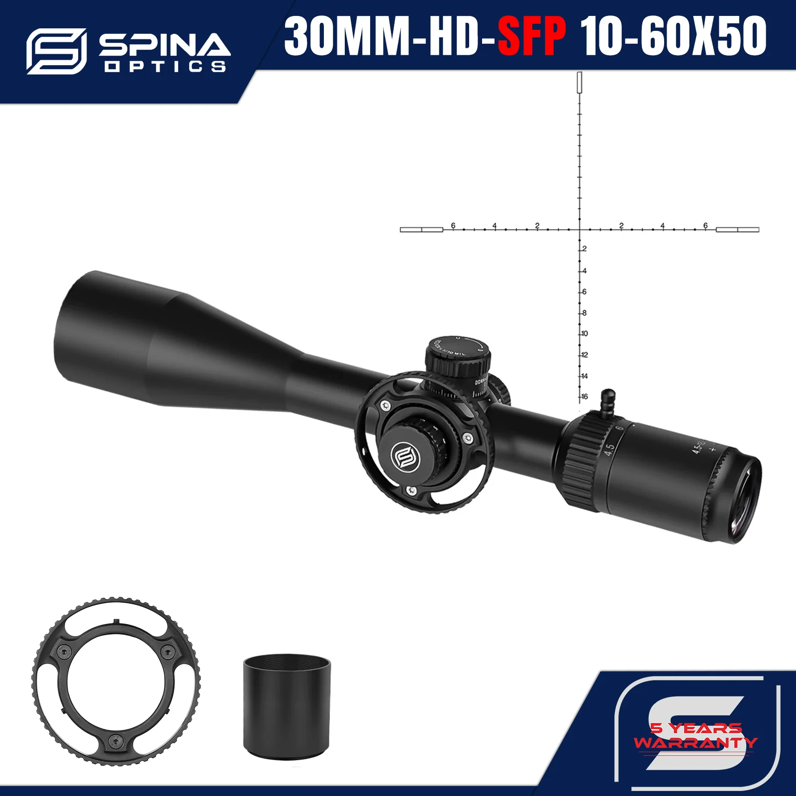 

SPINA OPTICS FalconPoint 4.5-18x50 Second Focal Plane Scope Long-Range 5-200m Hunting Scope Sight BDC-Etched Glass Reticle