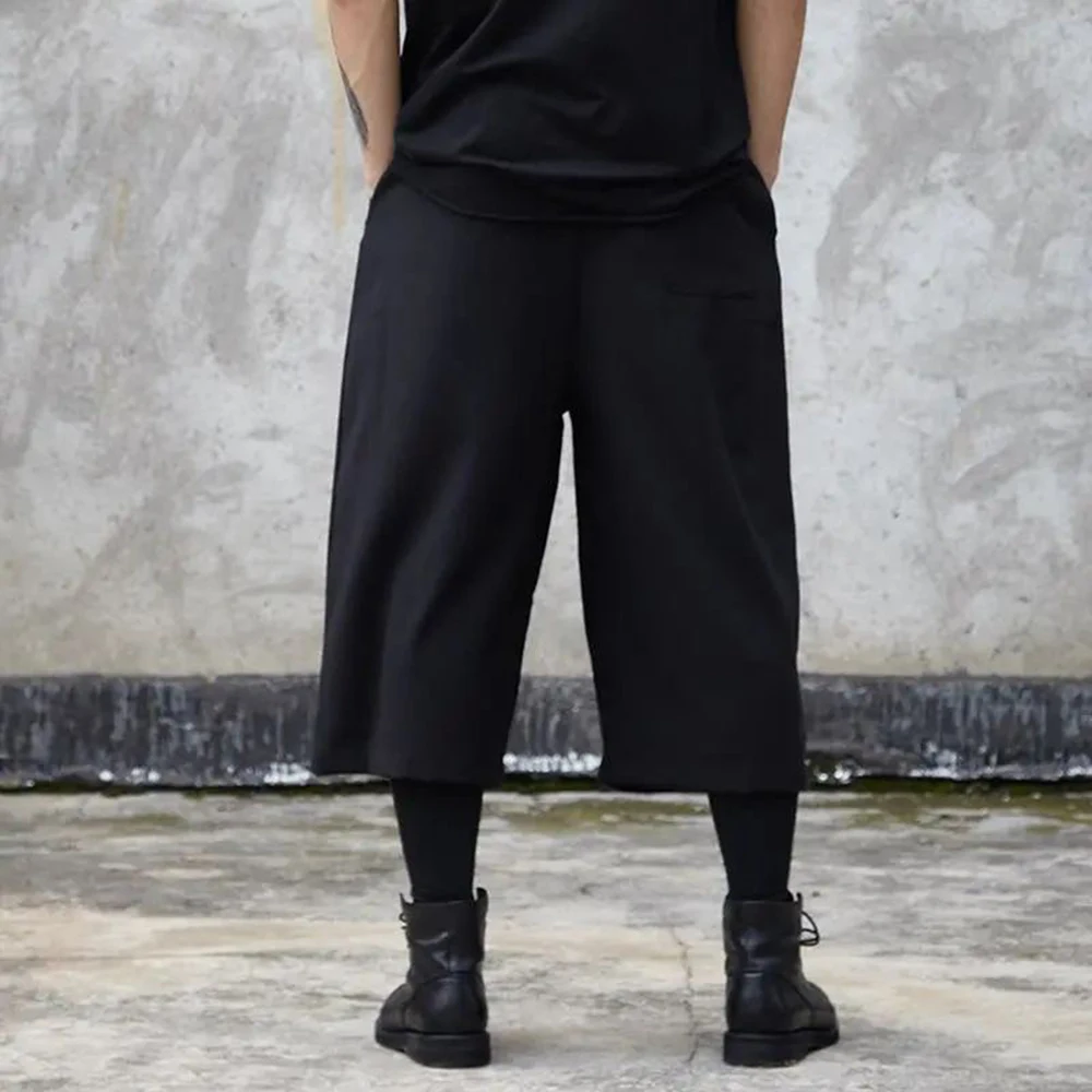 Mens Culottes Dark Gothic Casual Pants Japanese All-Match Streetwear Y2k Personality Hakama Samurai Pants Men'S Clothing 2024