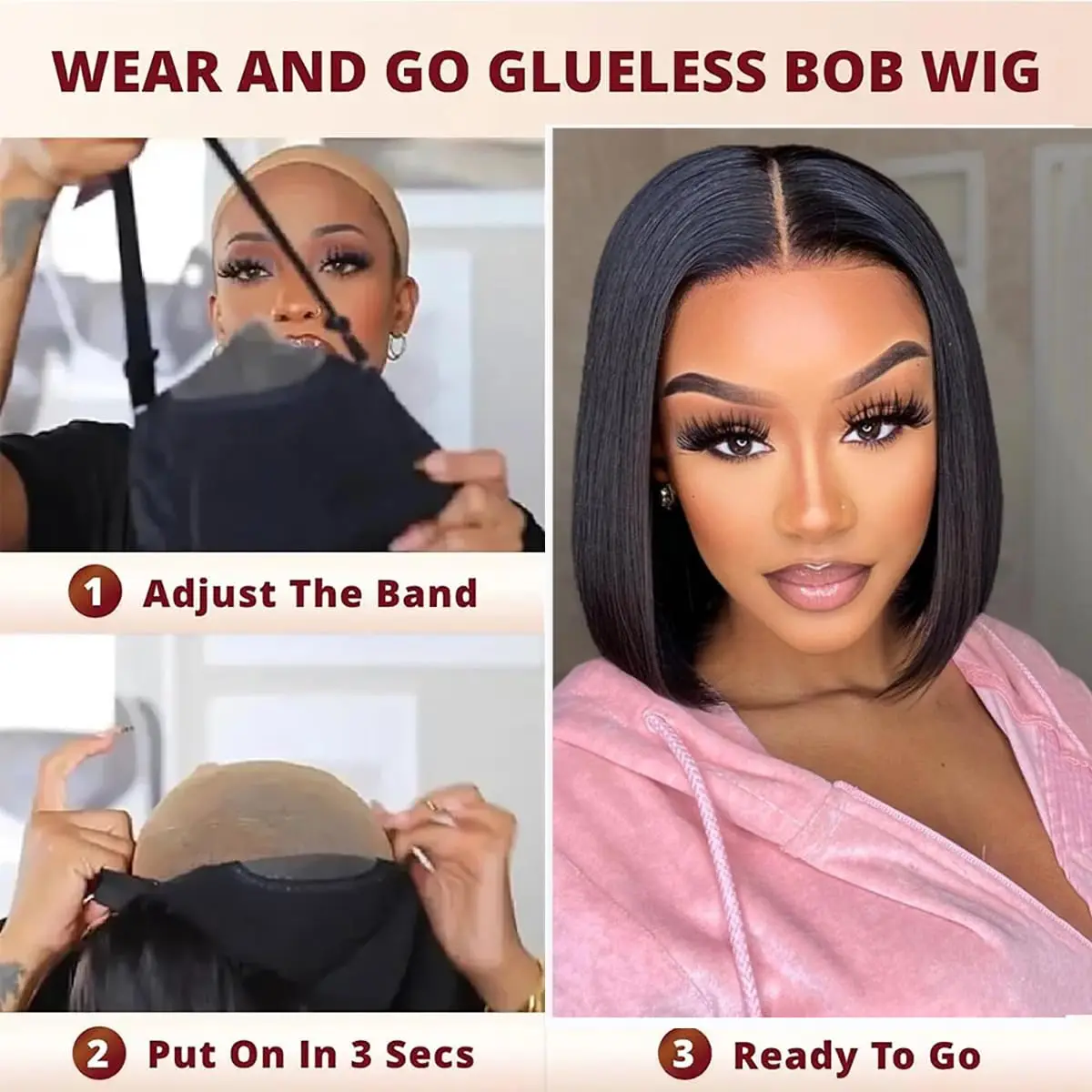 Bob Wig Glueless Wigs Human Hair Pre-Cut 4x4 13x4 HD Lace Front Wigs Human Hair Short Bob Hair Black Straight Glueless Bob Wigs