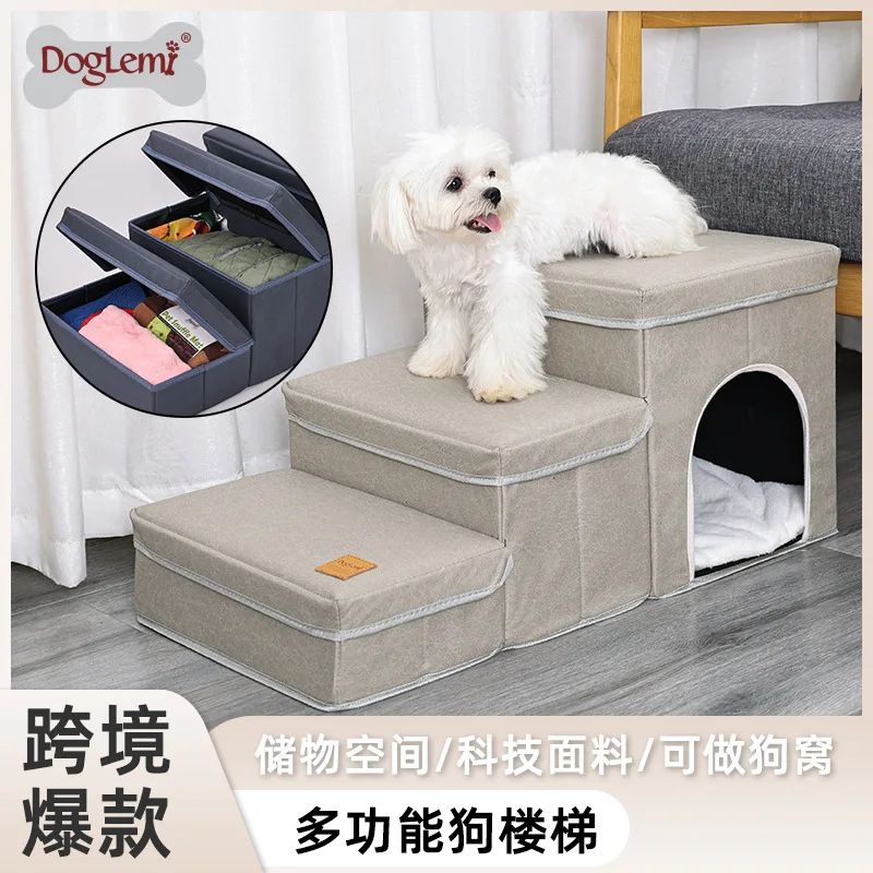 

Suitable forCross-border new cat kennel cage multi-functional dog staircase steps on the bed sofa puppy climbing pet supplies