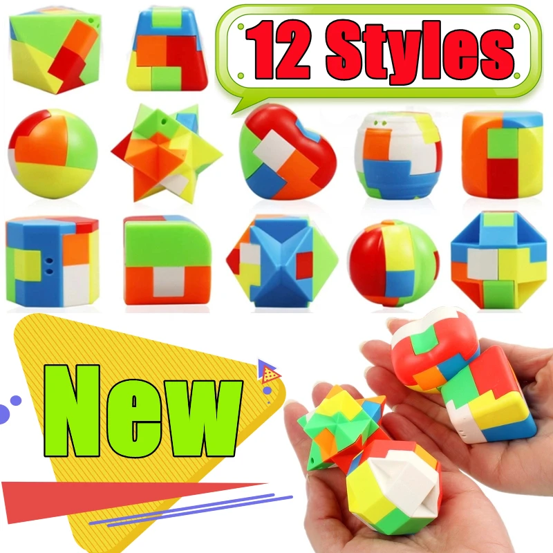 

Mini 3D Puzzle Luban Lock Keychain Brain Teaser Game Magic Cube Intellectual Children Educational Toys for kids Adult Antistress