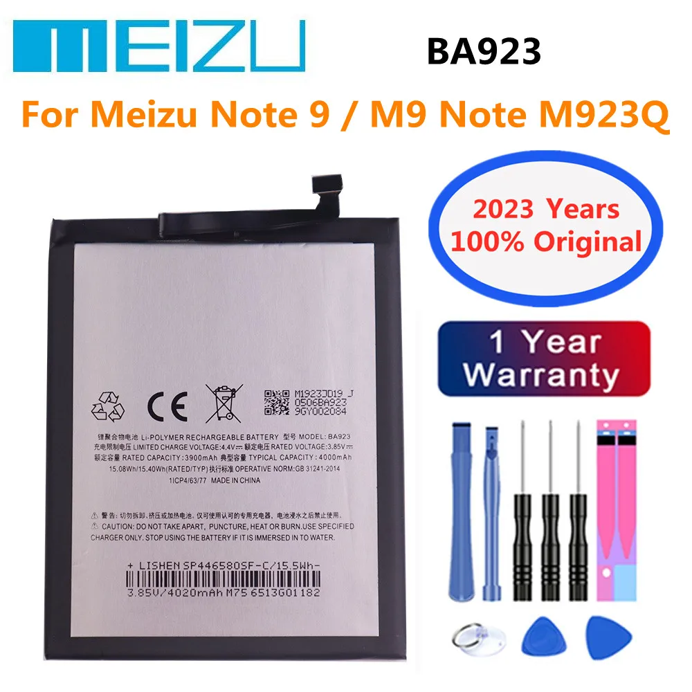 

Meizu 100% Original BA923 Battery For MeFor Meizu Note 9 / M9 Note M923Q M923H 4000mAh Smartphone High Quality Battery + Tools