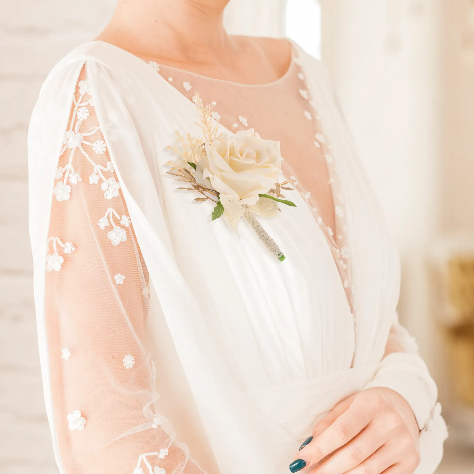 

Искусственная шелковая бутоньерка с розами для свадьбы, корсаж для жениха и шаферов, элегантная цветочная брошь-булавка для костюма