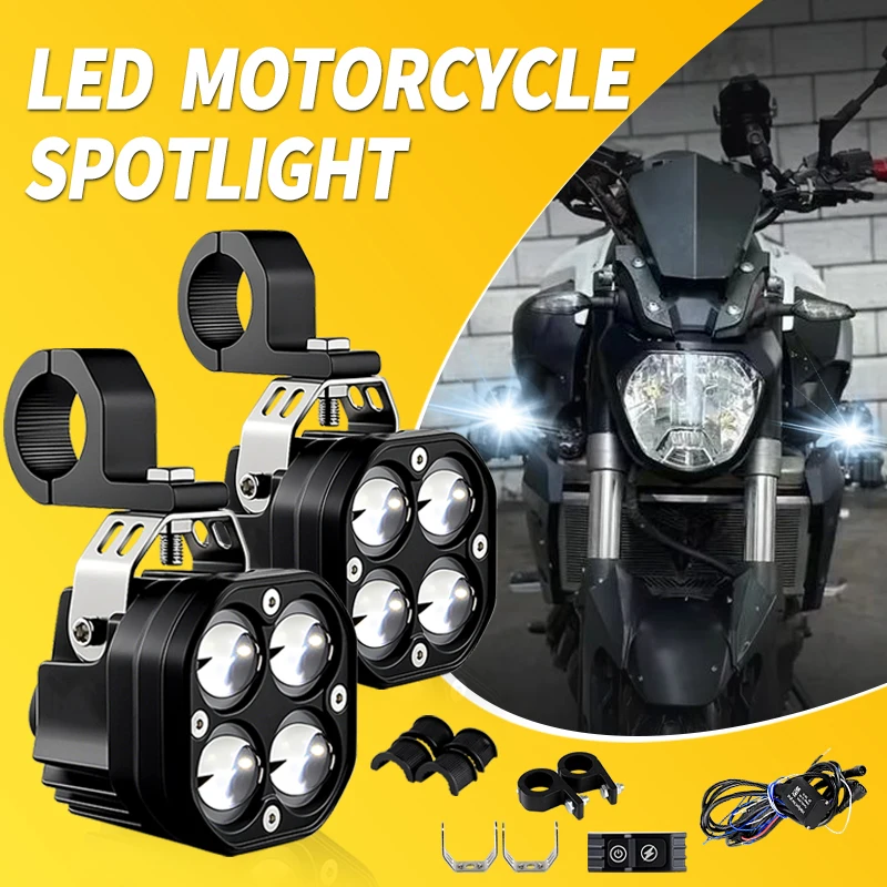 

1 Set Motorcycle Auxiliary Spotlight For YAMAHA MT-07 MT07 MT 07 FZ07 2015-2019 White&Yellow Dual Color Universal Driving Light