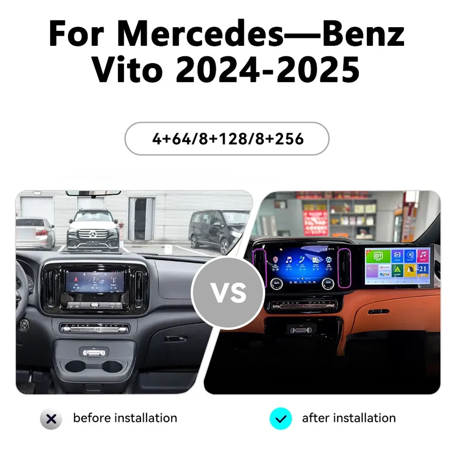 12.8inch Dual System Android 13 Multimedia Player For Mercedes Benz Vito 116 W447 2024-2025 Autoradio Car GPS Navigation Carplay