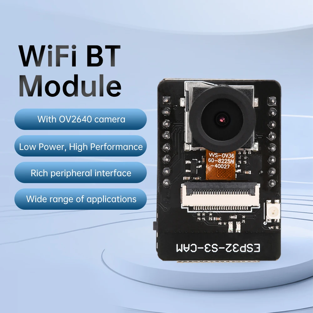 ESP32-S3-CAM Development Board WiFi BT Dual Wireless Communication Module Xtensa® 32-bit LX7 Dual Core Processor