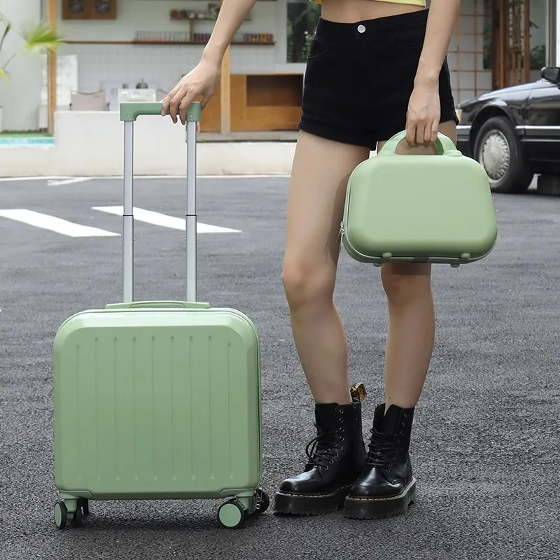 Mini valise multifonctionnelle avec porte-gobelet et port USB, ensemble de bagages, verrouillage par mot de passe ultra-léger, valise à roulettes, 18/20"