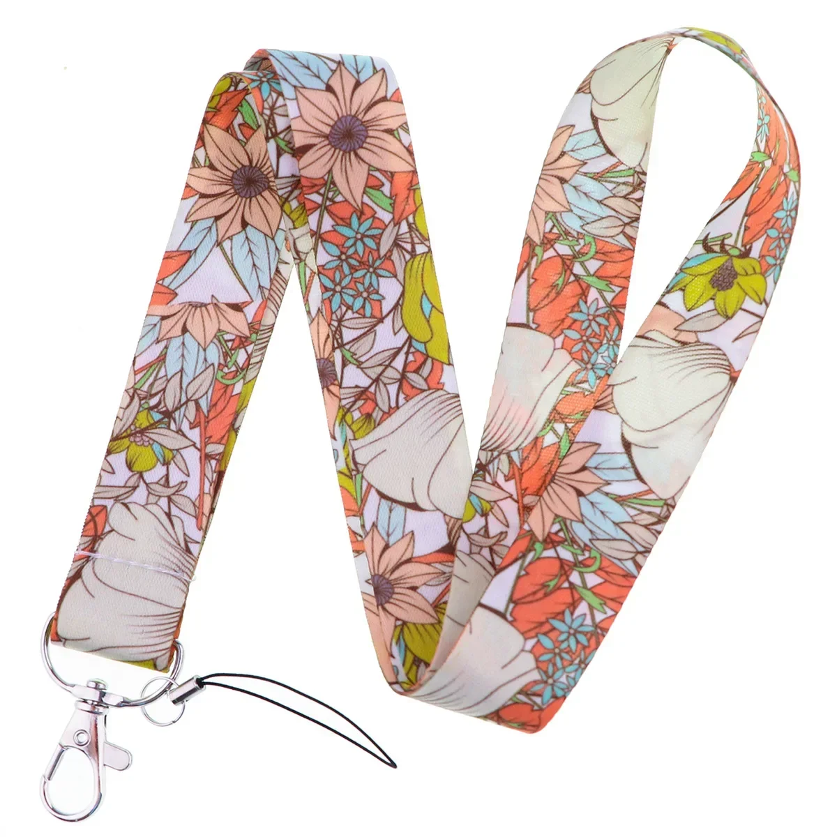 Correa para el cuello de la serie de flores, cordones para llavero, soporte para insignia, identificación, tarjeta de crédito, cordón para colgar, accesorios para llaves