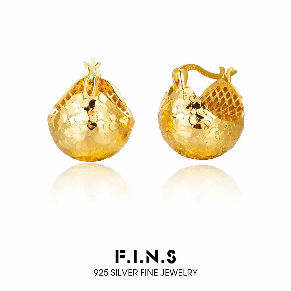 F.I.N.S-pendientes Huggies con hebilla de oreja de Plata de Ley 925, escala de dragón brillante, bola redonda, joyería fina llamativa