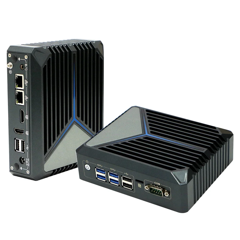 small mini pc computer box DDR4 2 COM RS232 6USB Dual display Mini PC