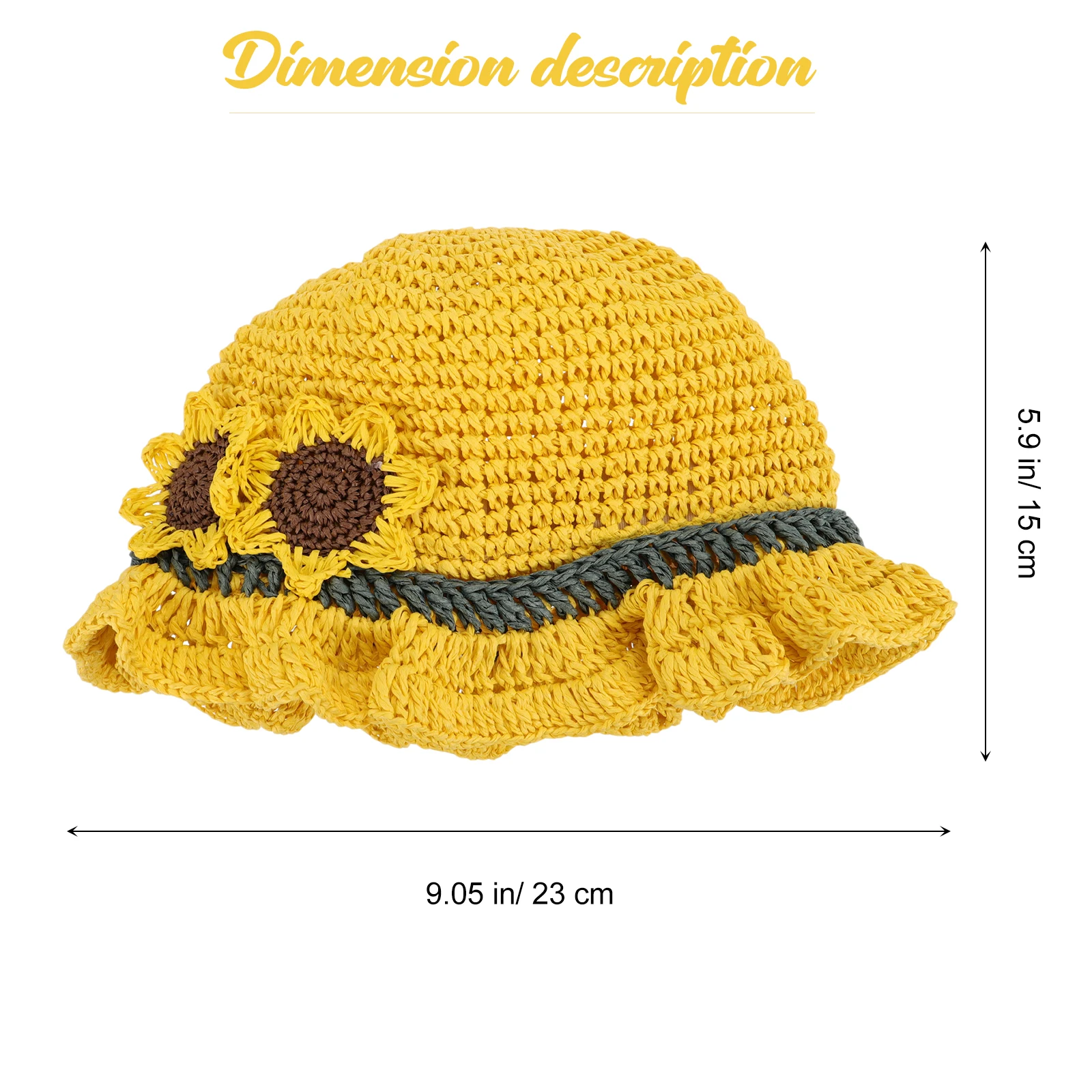 

Kids Sun Straw Woven Summer Cap Beach Bucket Hat Sunflower Toddler Wide Brim Kids Beach Protect Material