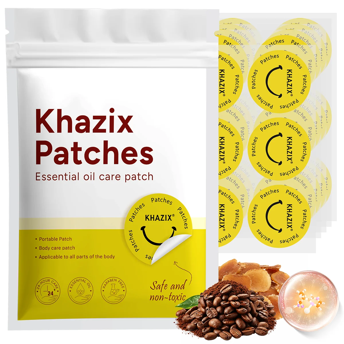 30Pcs Energy Patches Natural Ingredients Vegan Friendly Daily Energy Boost Patch Portable Body Stickers for Work Travel Sports