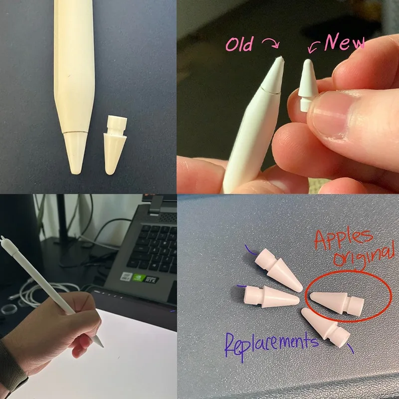 Pencil Tips Set for Apple Pencil (1st/2nd Gen) Durable Wear Resistant 6pcs Tips Ideal for Drawing NoteTaking Fits All Generation
