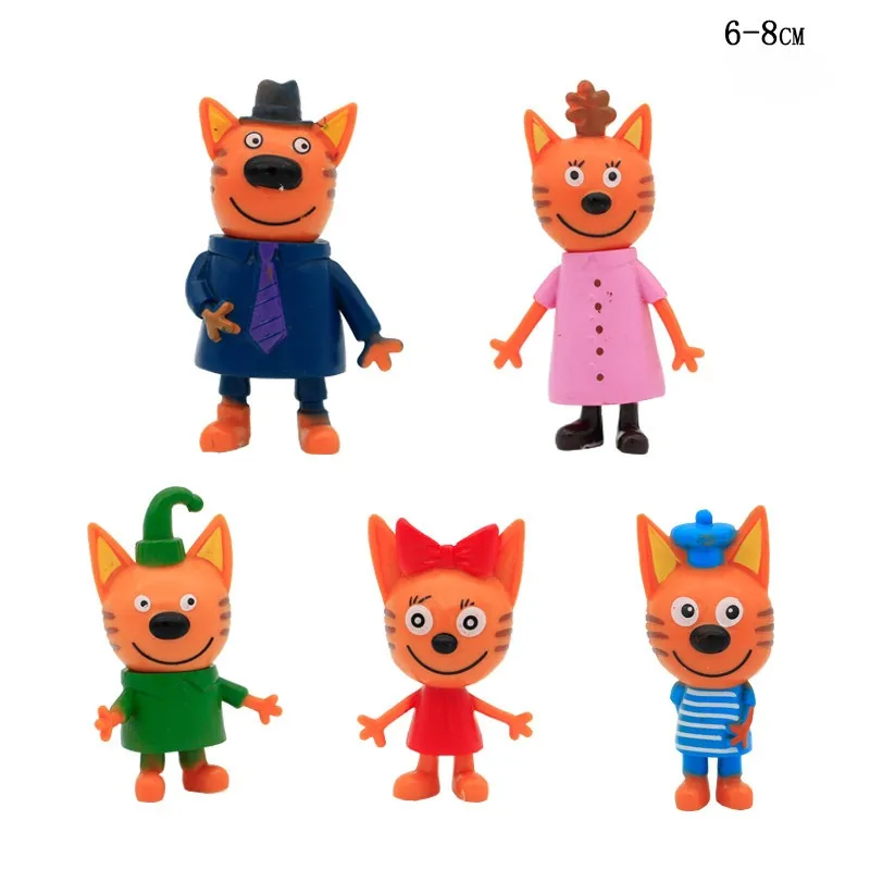 6-8 CM 5 Pcs/Set Russian Three Little Kittens Action Figure Toys Cartoon Anime Happy Cats TpnkoTa Model Figurine Kids Gifts