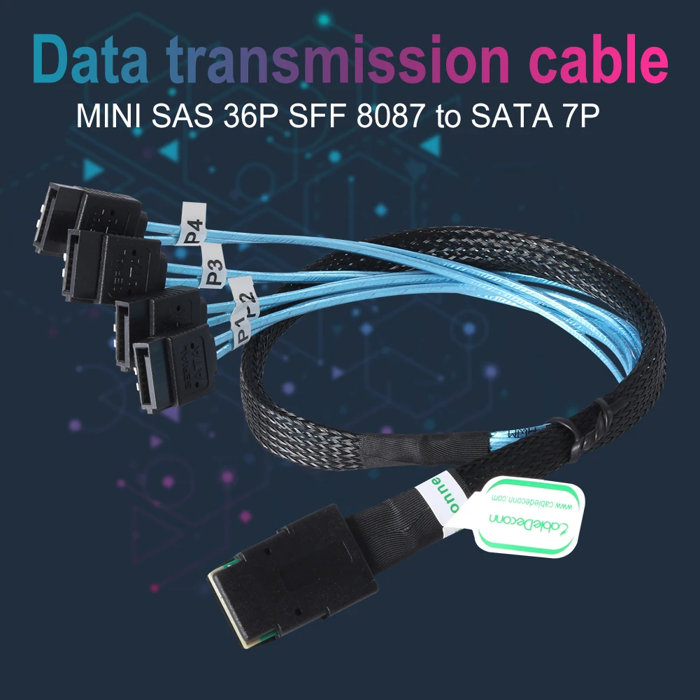 Mini Splitter Cables 36-Pin to 4 SATA 7-Pin SAS SFF-8087 Internal Hard Drive for Households Computer Safety Parts