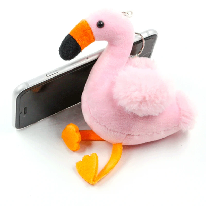 Lovely Flamingo Plush Toy Keychain Ring Pendant Soft Toy Key Ring Backpack Decor