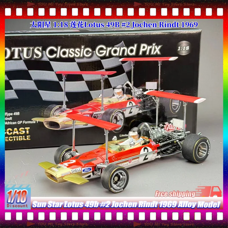 

1:18 Sun Star Lotus 49c #1 G Hill 1970 Monaco Gp 49b #2 Jochen Rindt 1969 Alloy Vintage Diecasting Model Race Car For Collectors