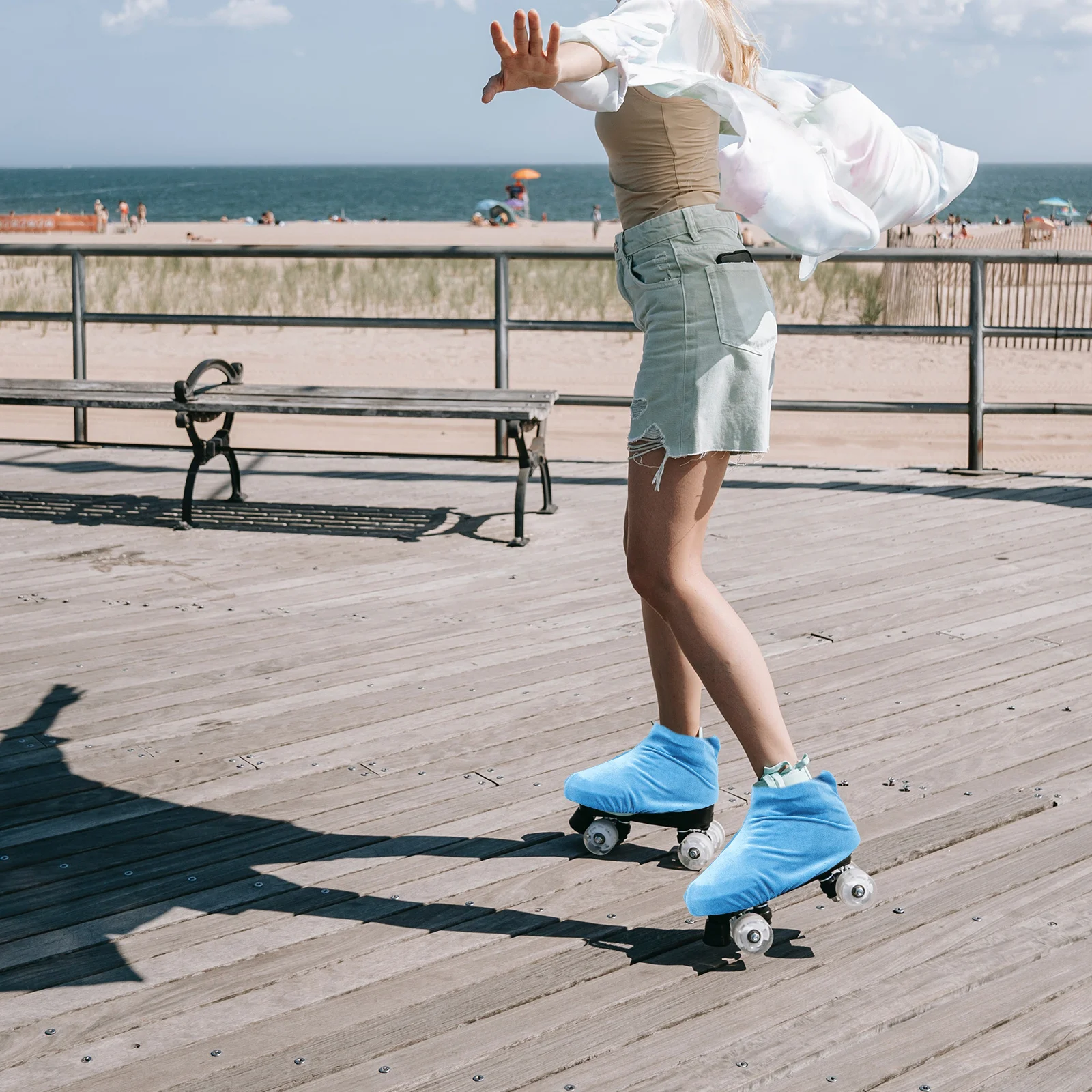 

Shoe Covers Figure Skate Boot Ice Soakers Skates for Skating Shoes Protective Blue