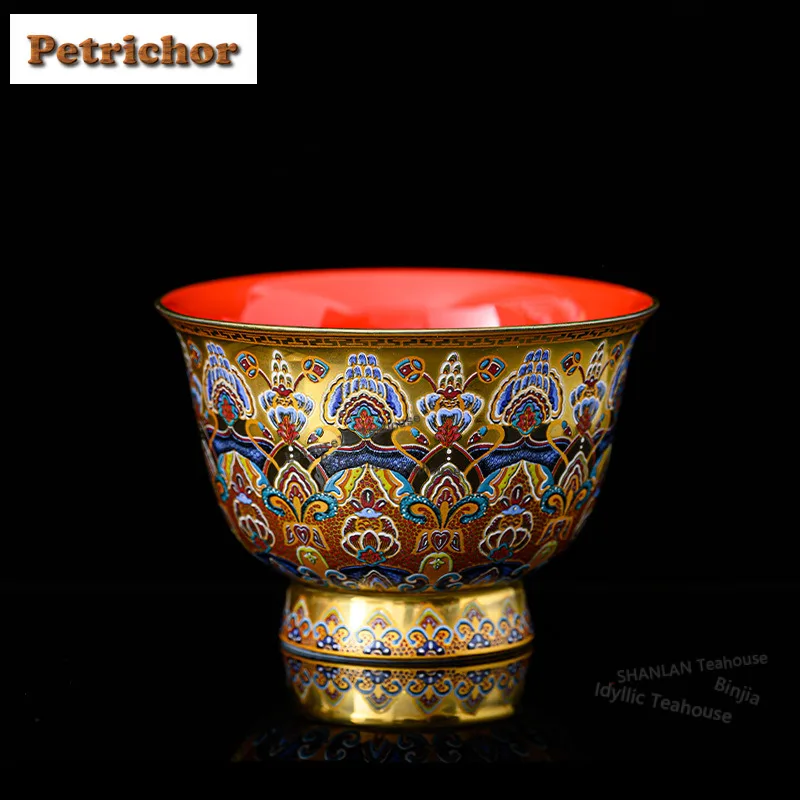 

90ml Dunhuang Impression Gilded Enamel Color Teacup Aesthetic Tea Bowl Jug Tea-tasting Personal Cup Jianzhan Master Cups Teaware