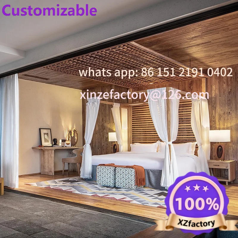 Customizable Hotel Hotel Room Set Full Furniture TV Cabinet Luggage Rack Wardrobe Bed Rack Sofa Solid Wood Complete Furniture