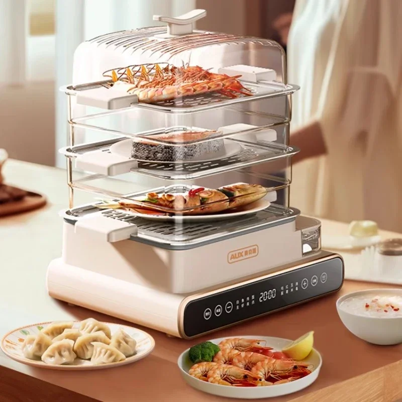 Electric Steamer Multi-Functional Integrated Household Three-Layer Stainless Steel Large Capacity Box Breakfast Machine Timing