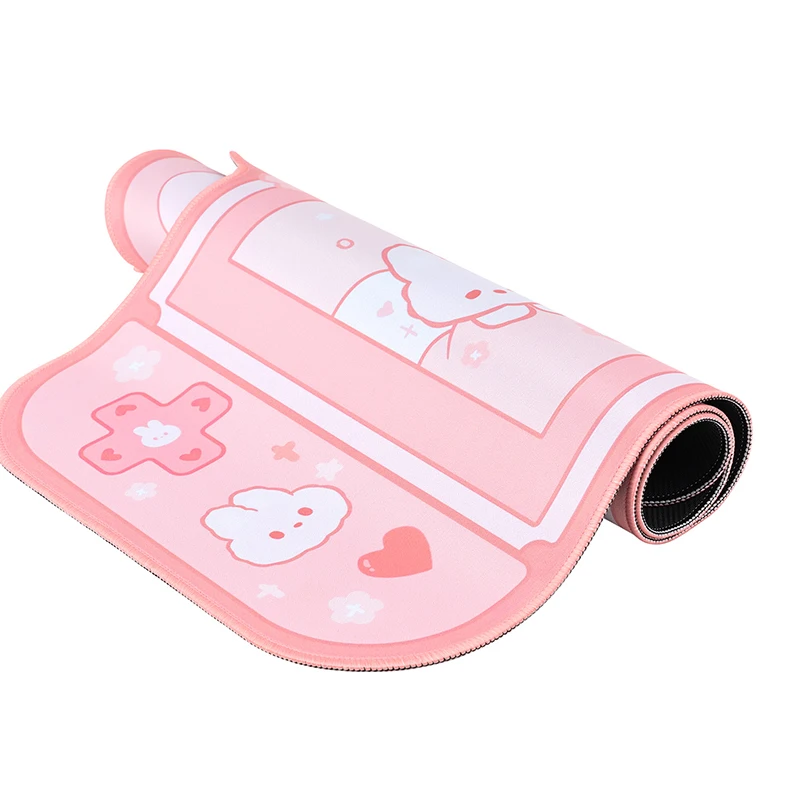 Tapis de souris de jeu Kawaii pour ordinateur portable, rose, lapin, média, polymères de bureau, eau verte, ordinateur portable, sous-souris, tablette, accessoires de bureau