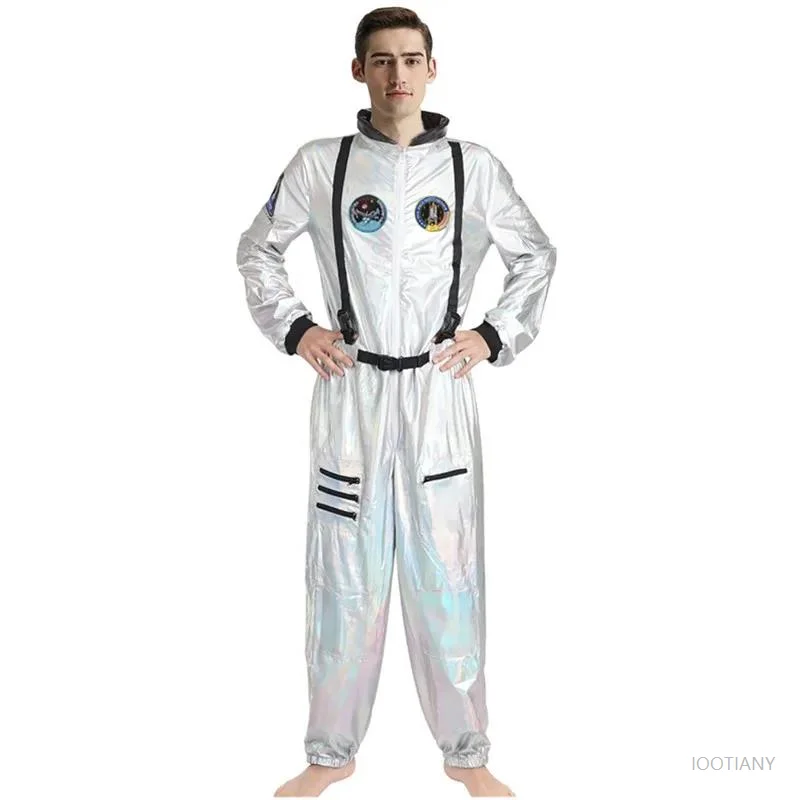 

Halloween Silver Alien Spaceman Cosplay Bodysuit Carnival Party Club Pilot Space Suit Astronaut Fancy Dress Costume Jumpsuits