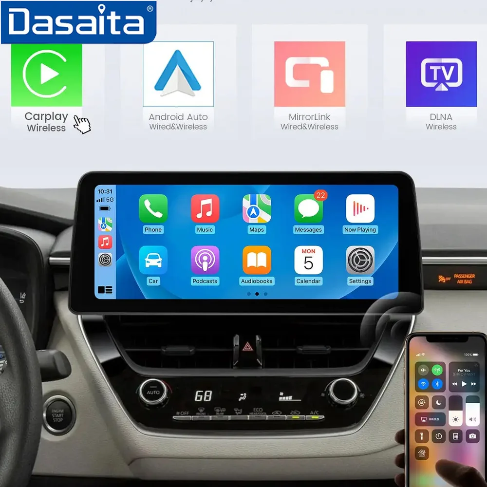 

Dasaita G12 для Toyota Corolla 2019-2022 Qualcomm 665 12,3-дюймовый QLED-экран Carplay Android Авто Радио Android 12 Автомобильная стереосистема