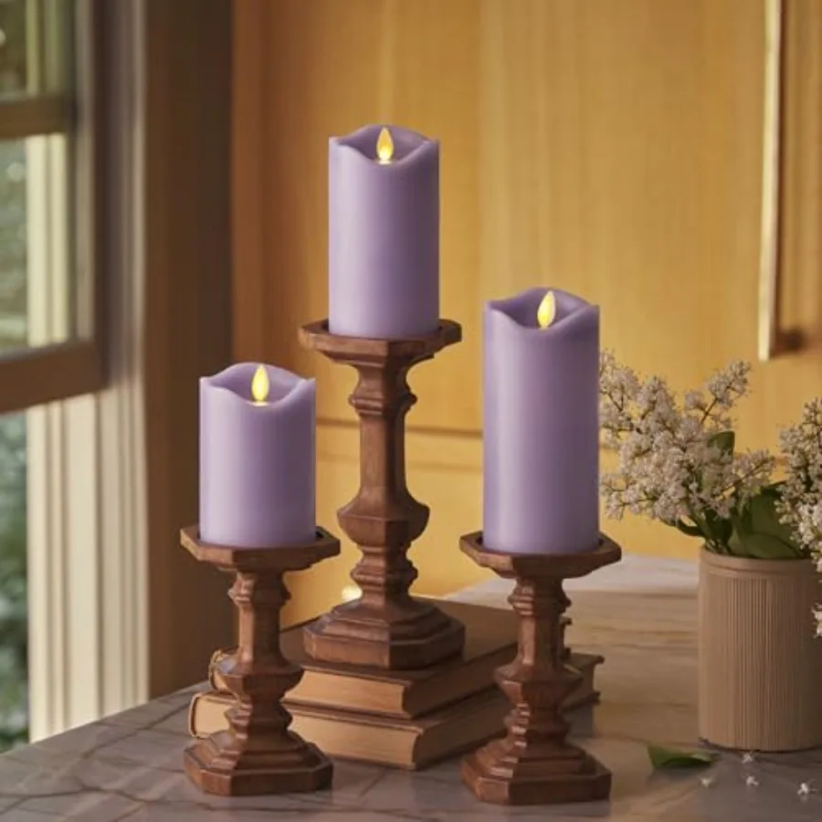 

by Luminara - Flameless LED Battery Operated Flickering Pillar Candles - - Set of 3 - Indoor Outdoor Decor Safe