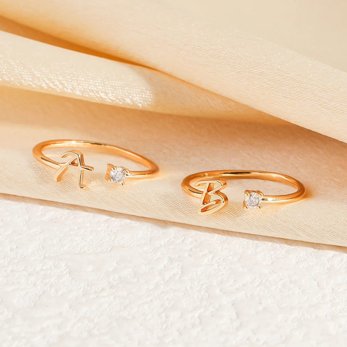 Delicate Initials Letter Rings For Women Stainless Steel Letter Finger Adjustable A-Z Name Ring Boho Aesthetic Jewelry Birthday