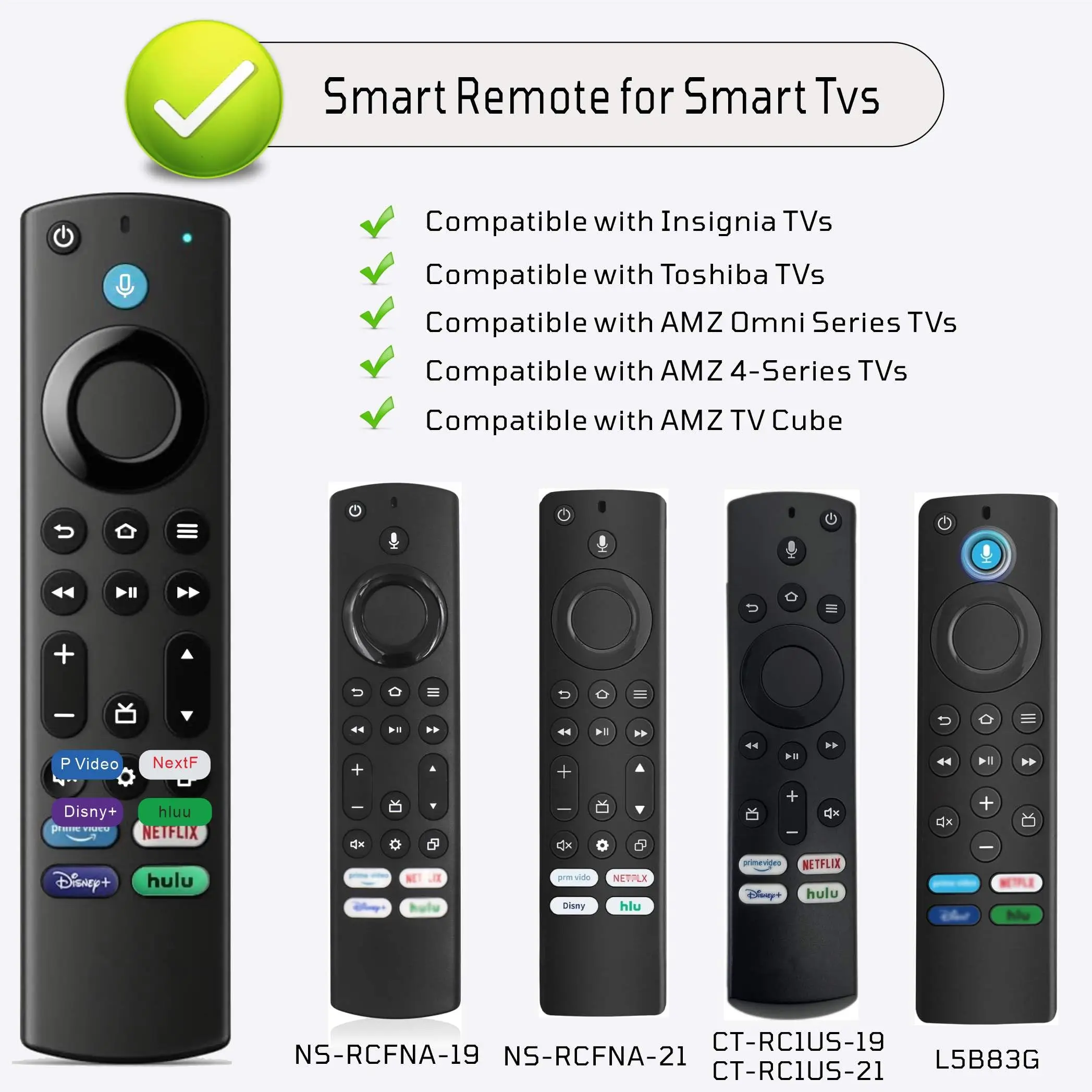 Replacement Voice Remote for Insignia/Toshiba/Pioneer/AMZ Smart TVs. Compatible with AMZ TV Stick 1/2/3/4 Gen