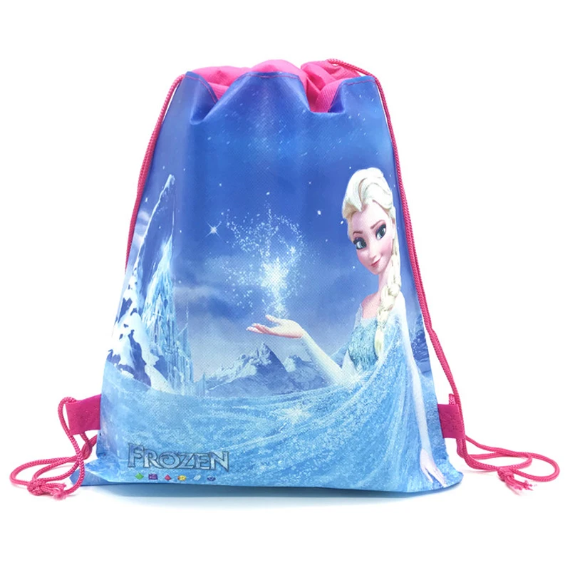 48/24/12/6pcs Disney Freezen Anna Elsa Snow Queen Princess Gift Bags Non-woven Drawstring Bags School Backpack Birthday Party