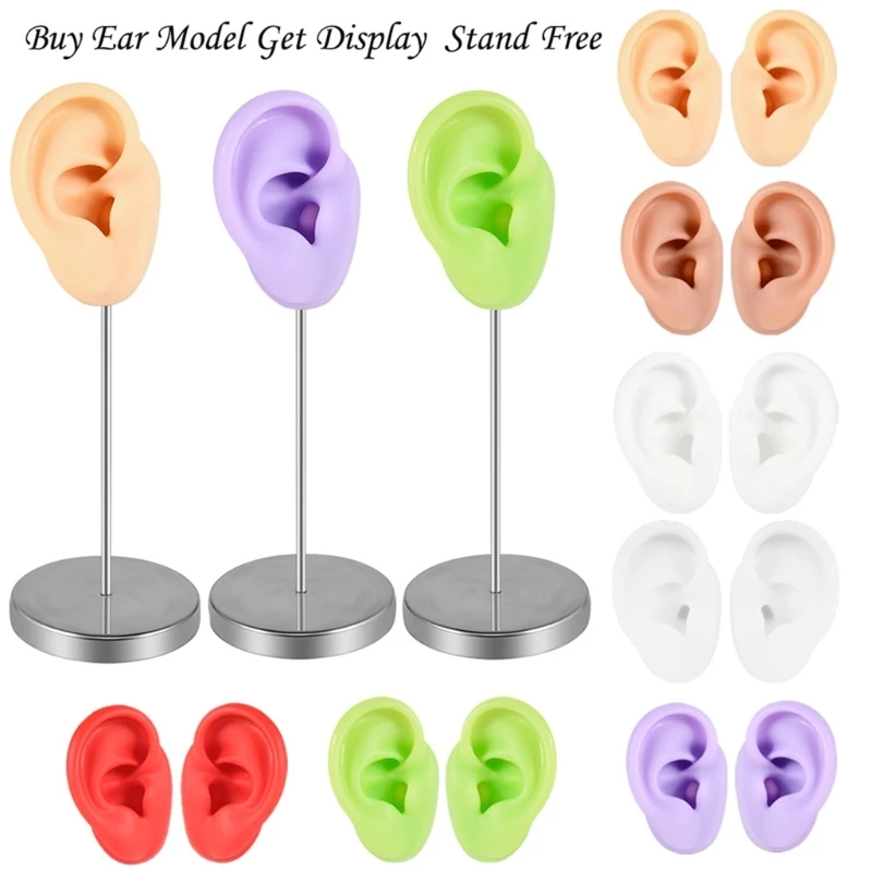 Silicone Ear Model for Piercing Practice and Jewelry Display Realistic Left and Right Human Ear Simulation Ears Replicas