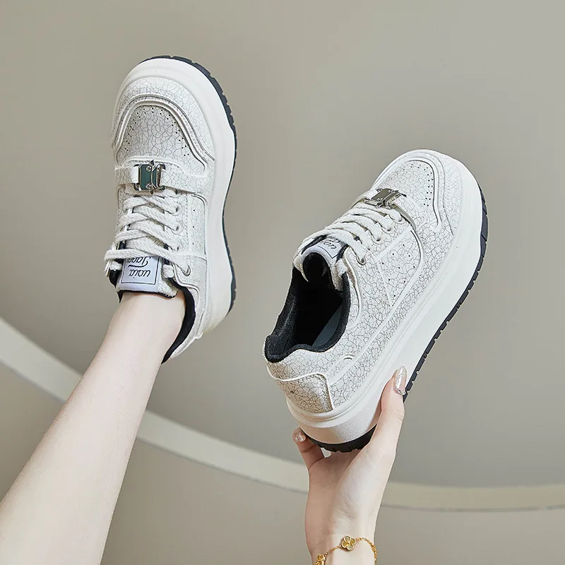 Thick-Soled Increase Women White Shoes Fashion Girls Sneakers Breathable Sports Casual Size 35-40