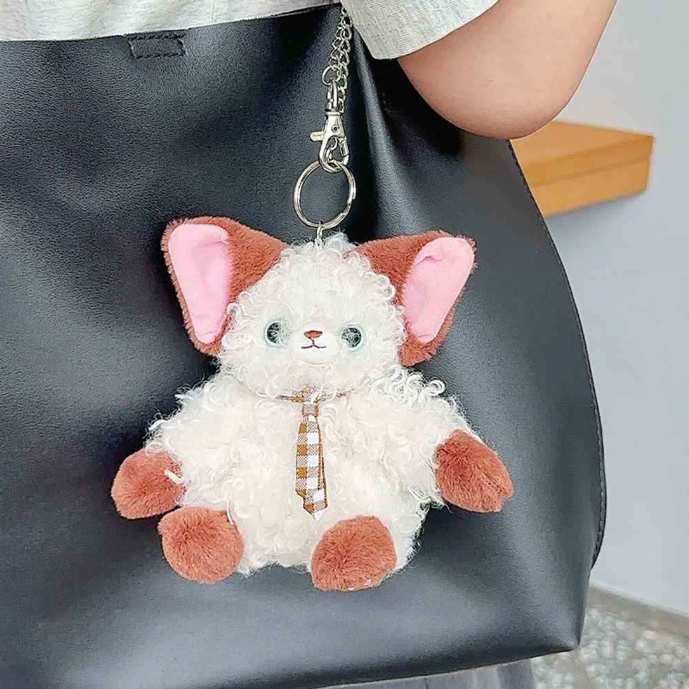 Devon Rex Cat Plush Keychain Bag Hanging German Cat Cartoon Cat Plush Doll Curly Hair Soft Stuffed Animal Plush Car Keyring