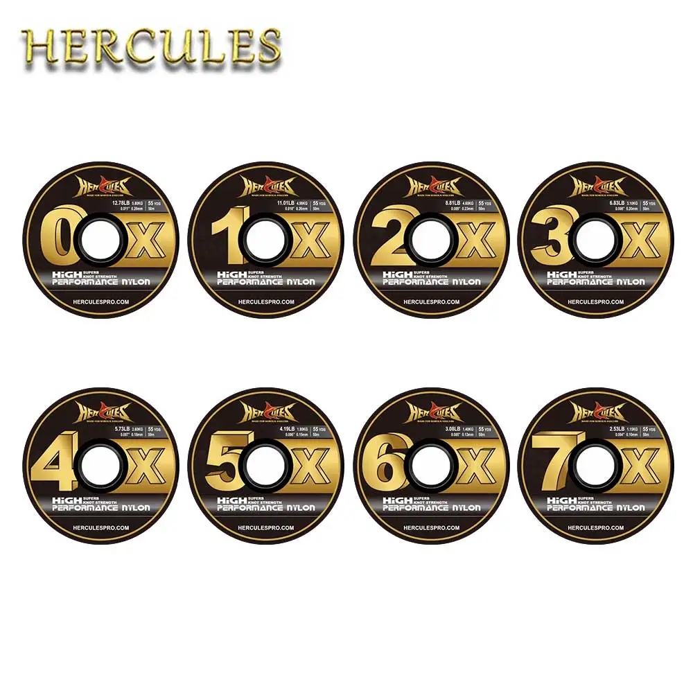 

HERCULES Fly Fishing Tippet Nylon 3 Pack Tender 0X 1X 2X 3X 4X 5X 6X 7X 2.53LB -12.78LB 55YDS With Fly Tippet Holder Spool