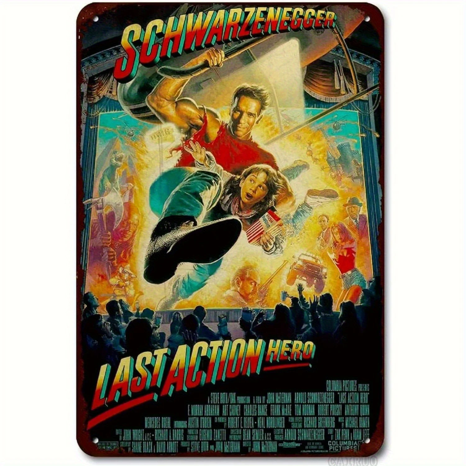 ,   Inch Iron Metal Wall Sign - The Last Action Hero Movie Poster Retro Vintage Wall Art, Classic Cinema Decor for Home Theater,