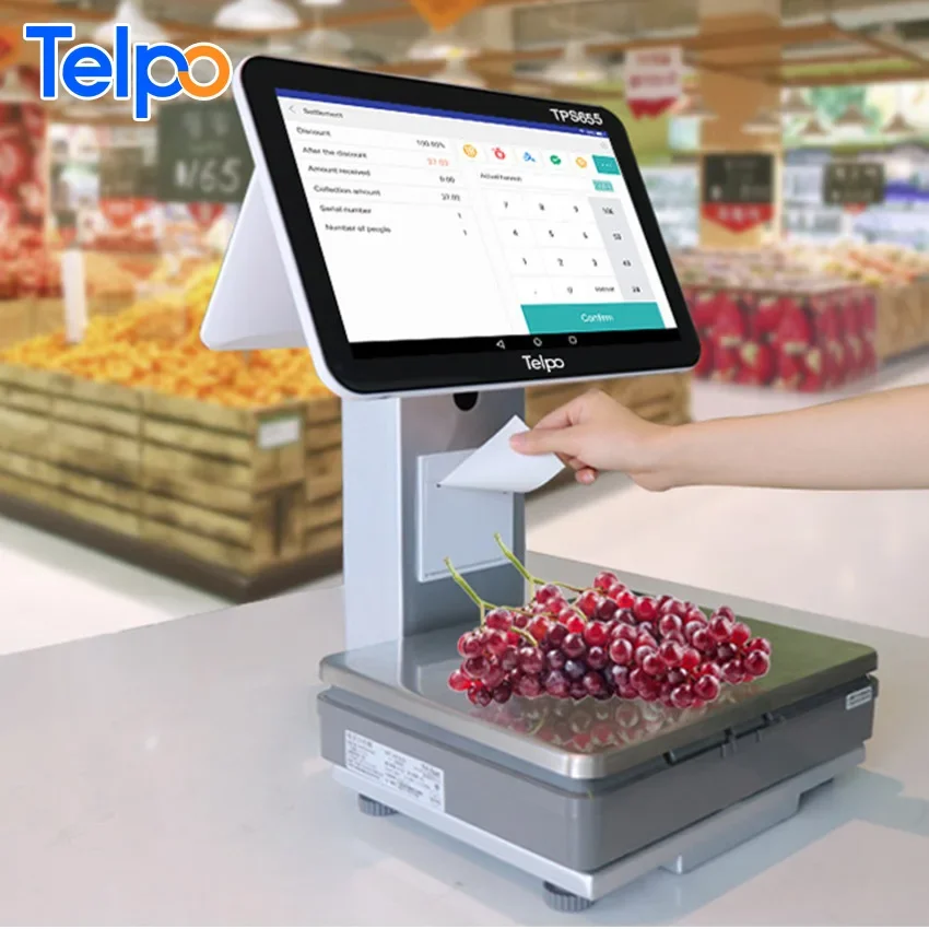 Retail Solution Telpo Pos Scales All In One Touch Android Cash Register Weighing Scale With Printer