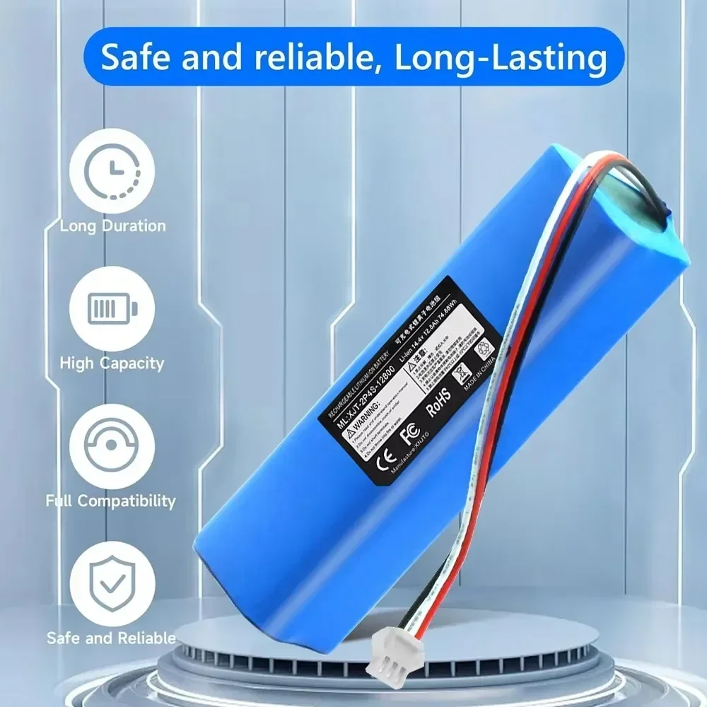 

14.4V 12800mAh Li-ion Battery Pack for Xiaomi Lydsto R1 Roidmi Eve plus Viomi S9 Robot Vacuum Cleaner Replacement High Capacity