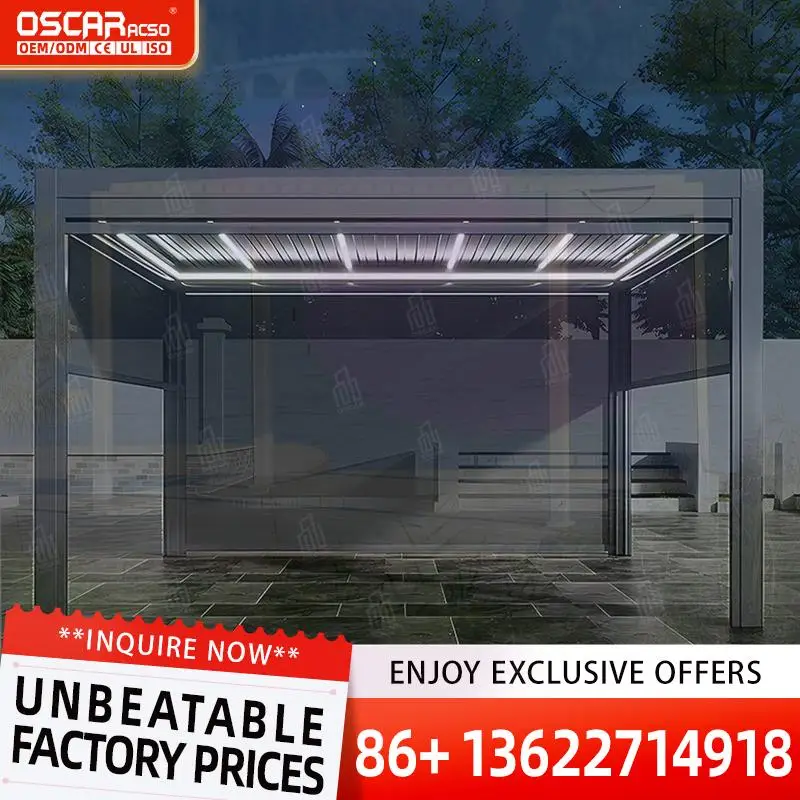 

Outdoor Garden Waterproof Motorized Louvered Shutters for Patio Balcony Terrace pergola