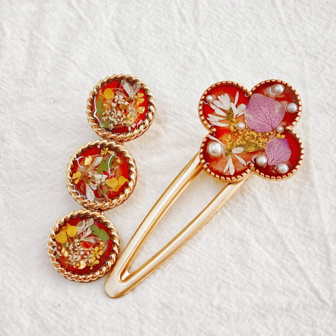 3277 Wholesale Autumn Winter Real Dried Flowers Hair Clips Artistic Retro Creative Design Christmas Birthday Gifts Party Supply