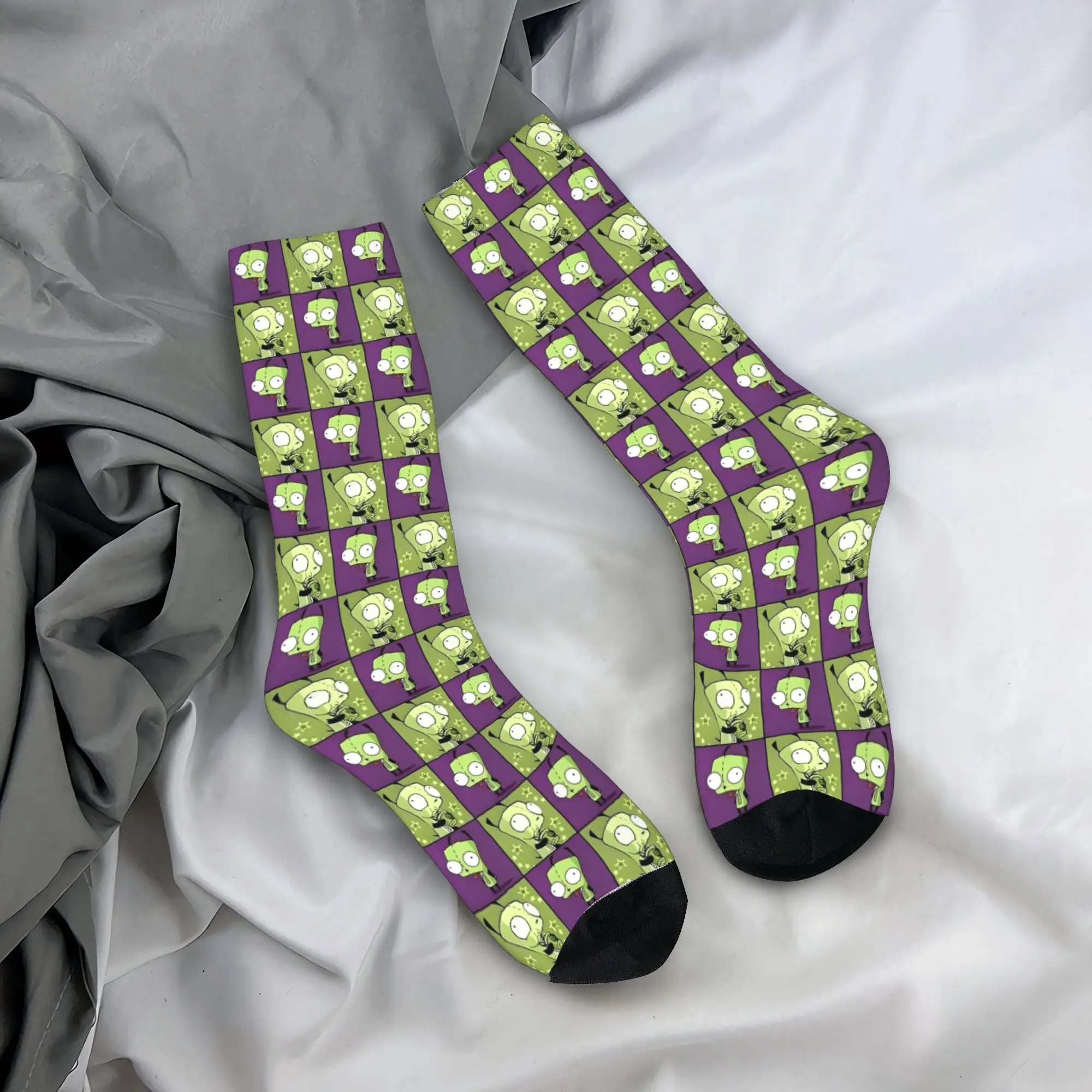 Winter Warm Funny Women Men  Invaders Zims Gir Cartoon Socks  Sweat Absorbing Middle Tube Socks,