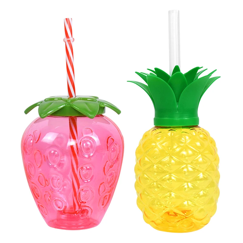 

Hawaiian Party Decoration Pineapple Strawberry Straw Cup Plastic Drinking Cup Tropical Summer Wedding Birthday Luau Party Decor