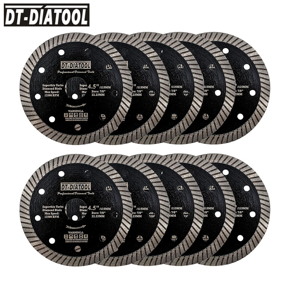 DT-DIATOOL Set di dischi da taglio diamantati 10 pezzi diametro 4-5 pollici lame per sega superfine per piastra da taglio per muratura in marmo porcellanato