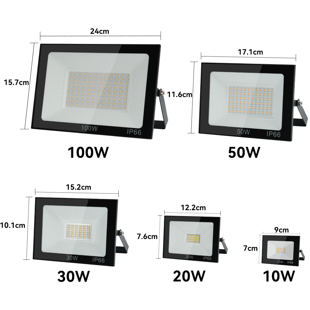 Impermeável LED Flood Light, Refletor ao ar livre, Refletor Led, Lâmpada de parede exterior, Garden Street Gate, IP66, 100W, AC 220V