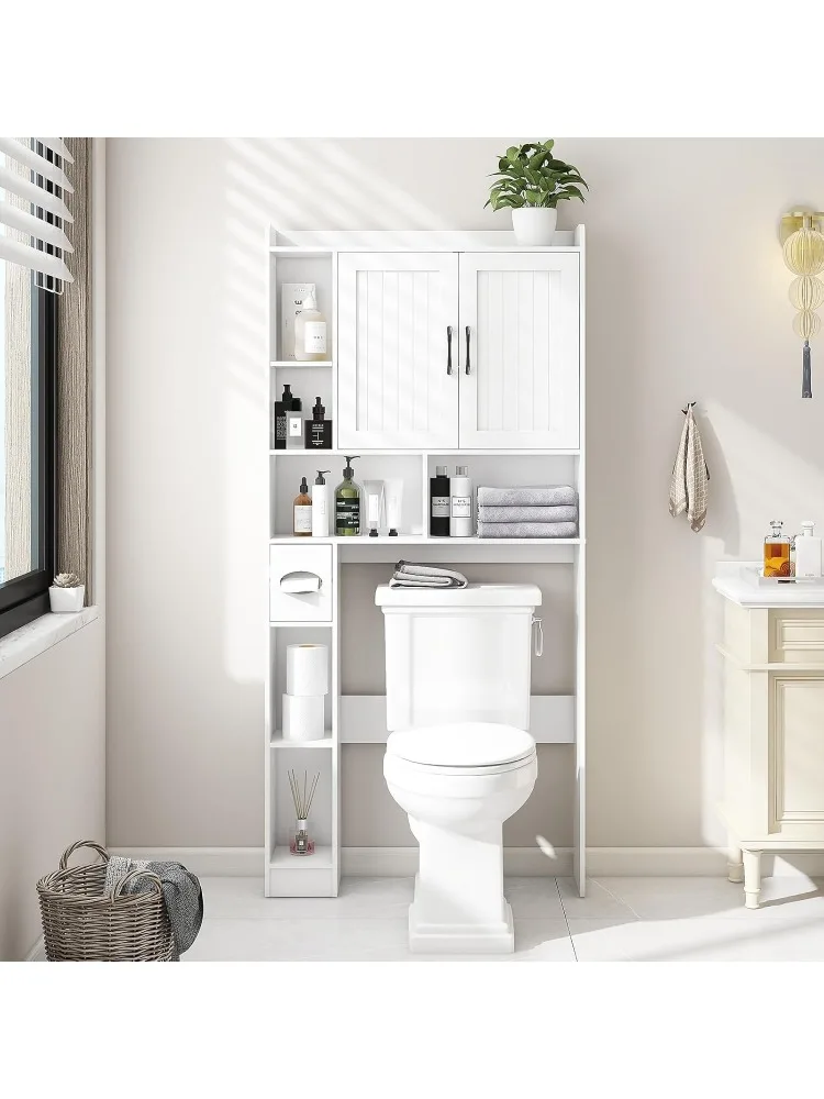 

torage Cabinet, Farmhouse Storage Cabinet Over Toilet with Barn Door，Home Space-Saving Toilet Rack, for Bathroo