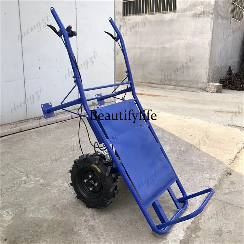 Electric agricultural handling hand push mountain climbing orchard transportation hand push electric truck