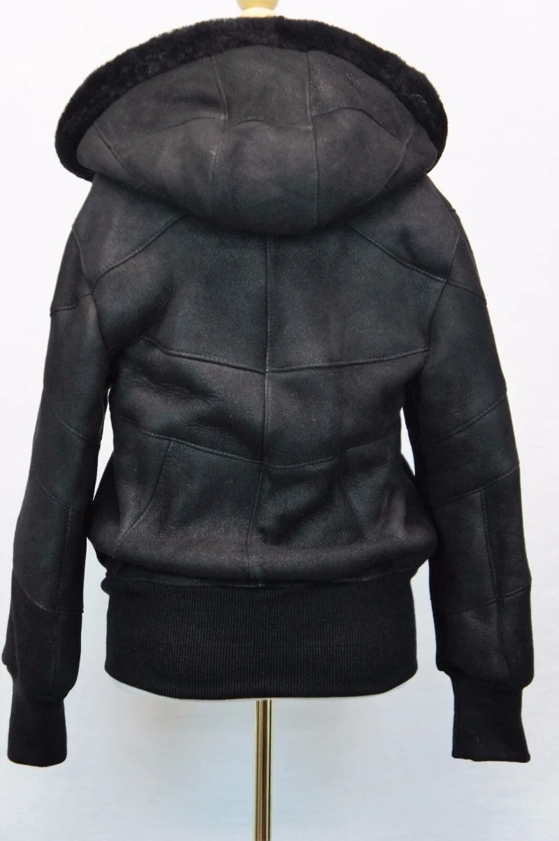 Kids Clothes Leather Sheepskin Boy Jacket Black Coat