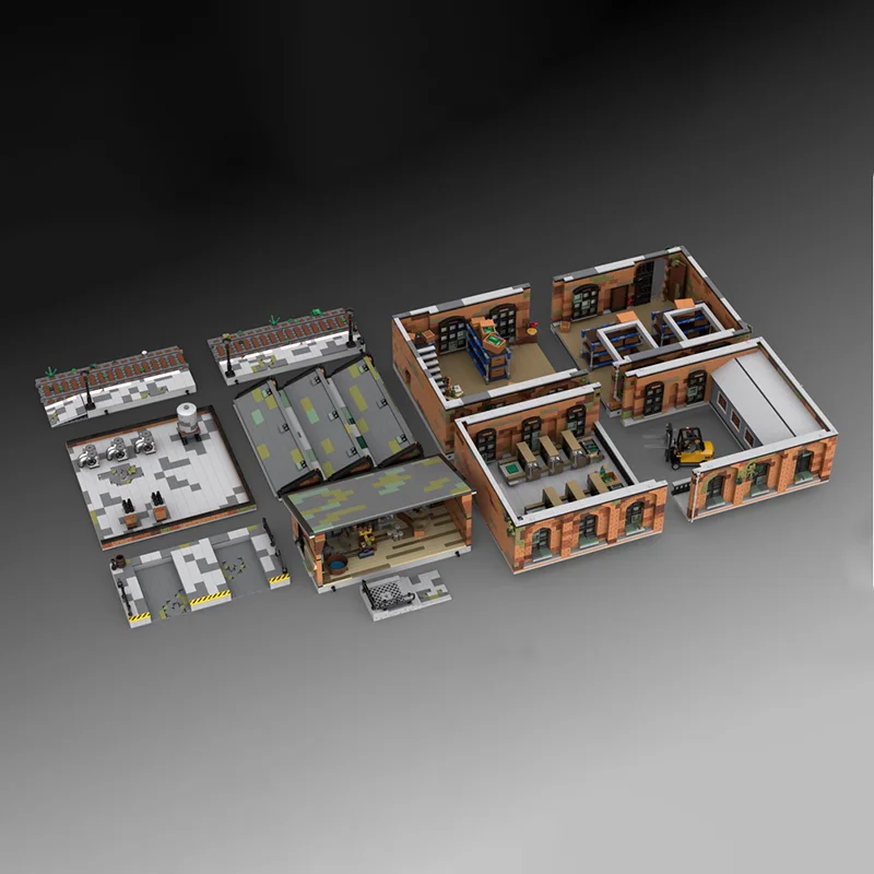 7151 pz MOC Vecchio Magazzino Modulare Paesaggio Stradale Modello Building Blocks Costruzione FAI DA TE Creativo Regali Di Natale Giocattolo Idea Educazione